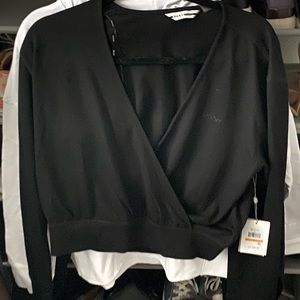 DKNY sport waffle wrap-front top